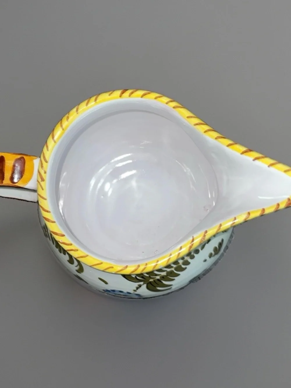 Vintage Italian Ceramic Pitcher Rooster Floral ~ Hand Painted~ Made In Italy